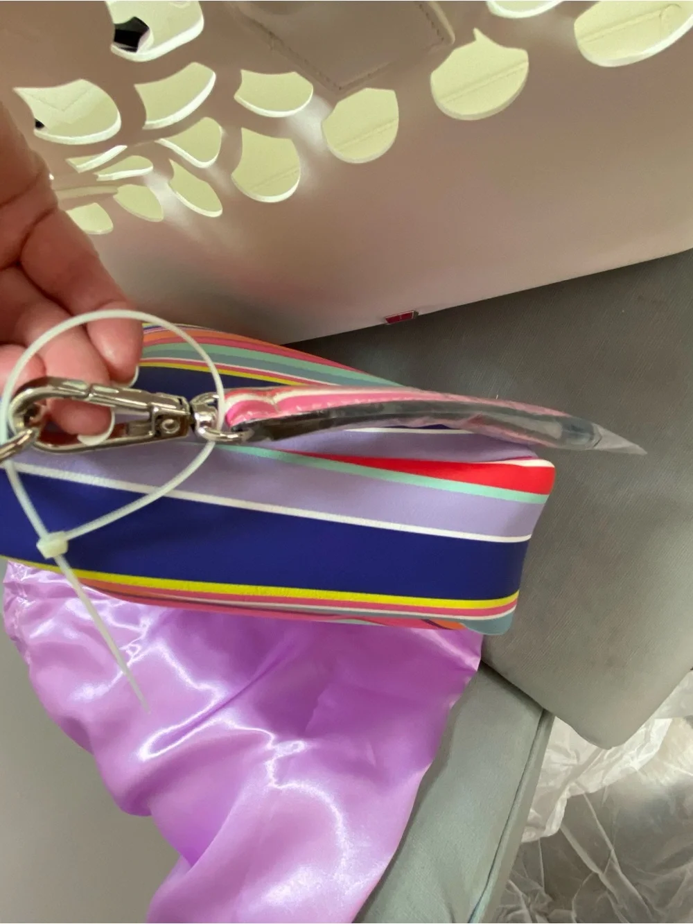 Betsey Johnson RARE White Cutout Tote NWT with removable colorful clutch & scarf